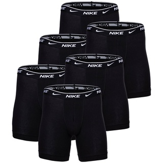 NIKE Herren Boxer Shorts, 6er Pack - Boxer Brief long, Cotton Stretch, Logobund Schwarz S