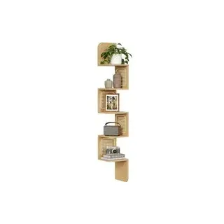 Wandregal mit 5 Ebenen und PVC-Rattan-Seitenplatten