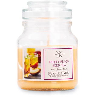 Purple River Duftkerze im Glas klein | Duftkerze Sojawachs | Fruity Peach Iced Tea (113g) | Duftkerze Sommer | Kleine Kerze im Glas mit Deckel | Sojawachskerzen