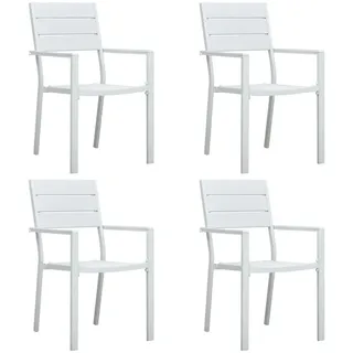 vidaXL Gartenstühle HDPE 62 x 55,5 x 88,5 cm weiß/holzoptik 4 St.
