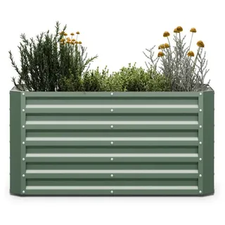 blumfeldt Hochbeet High Grow, Pflanzkübel Outdoor Balkon außen groß Metall Garten grün