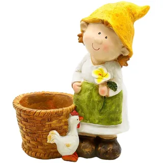 Wichtelstube-Kollektion XL Gartenfigur Isabel Deko Figuren mit Blumentopf Gartenfiguren Wetterfest Gartendekoration für Außen Dekofiguren Balkon Flur 33 x 16 x 35cm