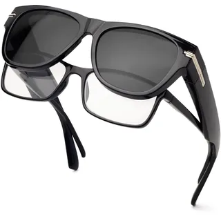 Face Shadow Überzieh Sonnenbrille über Normale Brille UV400 Schutz, Überbrille für Brillenträger Damen,Übergroß Polarisiert Blendschutz Ultra Leicht Fahren Angeln - übergroß