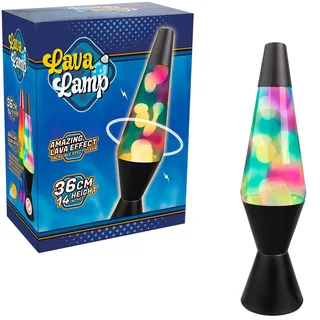 Lavalampe Schwarz 38 cm, Große Lava Lampe mit Glühbirne, Dekorative Tischlampe im Retro Stil für Schlafzimmer und Wohnzimmer, Geschenk für Teenager und Erwachsene
