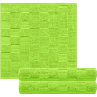Lashuma Geschirrtücher 100% Baumwolle - Küchenhandtücher & Geschirrhandtücher 50x50 cm Waffelpique & Frottee Grün - Apfel, 3er Set