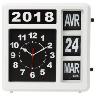 PEREL Wanduhr Wall Flip Clock w/ Calendar 31x31cm FR