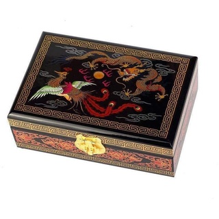 lachineuse - Schmuckkästchen mit imperialem Motiv – Aufbewahrungsbox aus lackiertem Holz Phönix & Drache – Dekoration asiatisch traditionell – Geschenkbox für Damen – Deko-Artikel – Geschenkidee
