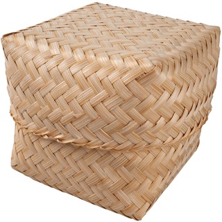 CCcollections Traditioneller handgefertigter Bambus-Klebreiskorb – umweltfreundlicher Servierkorb für Reis (Square Sticky Rice Basket)