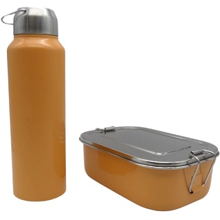 ERNESTO Lunchbox 1200ml Flasche 750ml aus Edelstahl Camping Wandern Brotdose