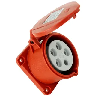 TP Electric CEE Einbausteckdose gerade 400V 16A 5P 75x75 mm Rot