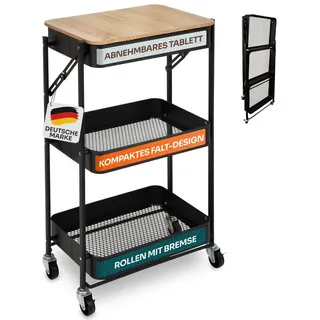Gardissimo Plate klappbar Küchenwagen 3 Ebenen, Schwarz