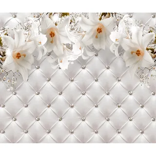 decomonkey Fototapete Lilien Blumen 300x210 cm XL Design Tapete Fototapeten Vlies Tapeten Vliestapete Wandtapete moderne Wandbild Wand Schlafzimmer Wohnzimmer Leder