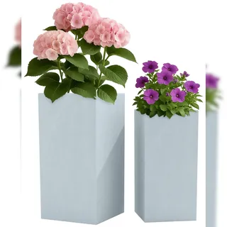 CLP Pflanzkübel groß 2er Set 40 x 40 x 40 cm Grau