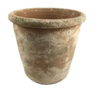 Hirsch Terracotta Vaso Caspo 30 cm Galestro Antik D-Aussen 30 cm D-Innen 26 cm Höhe 28 cm Rund Kräutertopf, Blumentopf