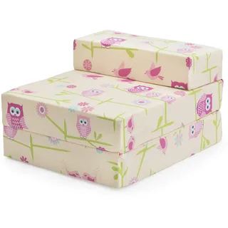 Ready Steady Bed Klappbares Kinder Schlafsofa für Kinder | Einzelner klappbarer Schlafsessel für Kinder | Bequeme Kinderzimmermöbel für Wohnzimmer und Spielzimmer (Eulen)