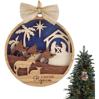Weihnachtskrippe Weihnachtsschmuck - Krippe Jesus Religiöse Weihnachtsdekoration, Weihnachtskrippe Baumschmuck Krippe Ornamente für Weihnachtsbaum Indoor Outdoor