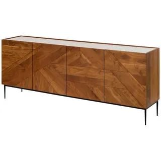 MASSIVMOEBEL24.DE Sideboard 200 x 76 x 40 cm Natur lackiert / Weiß