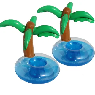 FiYenn Aufblasbare Getränkehalter - 2 Stück Palme Island Cartoon Aufblasbares Flaschenhalter Badespielzeug Schwimmen Pool Untersetzer für Getränke Bier Fruchtsaf