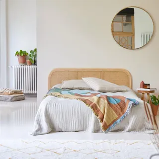 Tikamoon Kopfteil aus Rattan für Bett mit 160 cm Breite Schlafzimmer Doppelbett Kopf