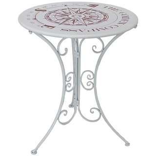 Garden Pleasure Tisch BAYO rund Ø60cm Metall mit Vintage Kompass-Motiv - Tisch im Vintage-Stil
