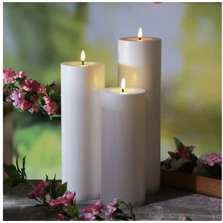 MARELIDA LED-Kerze LED Kerzenset XXL für Außen flackernd outdoor 3 Größen Timer 3er Set (3-tlg) weiß