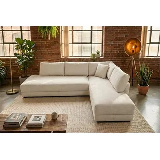 KAWOLA Ecksofa SADIRA Polyester 2-Sitzer Weiß