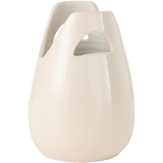 J-Line Vase mit Henkel, Keramik, Weiß, klein