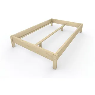 TUGA-Holztech Massivholzbett Holzbett Naturholzbett 140 x 220 cm 38 cm Bettgestell ohne Kopfteil, Br 70 80 90 100 120 140 160 180 200 Lg 200 220 H=38/48/58 cm 140 cm x 220 cm x 38 cm