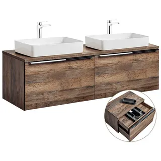 Lomadox Badmöbel-Set PUEBLA-56, (Spar-Set, 5-St), Vintage Oak 160,4/59,5/46 cm braun