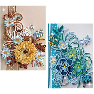 DCIDBEI Diamant Notebook 2er Set Skizzenbuch A5 Diamant Malerei Kits Erwachsene Sketchbook Blumen Diamant Painting Tagesbuch Diamond Painting Notizbuch Mädchen Notizbücher Journal Buch