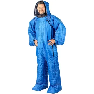 Semptec Schlafsack für Erwachsene mit Armen & Beinen, Größe M, 180 cm, blau