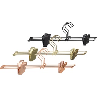 Gard Hosenbügel 360° drehbar hochwertiger Design Kleiderbügel Metall Wirbelhaken Multifunktionsbügel platzsparend Rockbügel für Kleiderstangen und Garderobenständer (Hosenbügel - 3er Set, Schwarz)