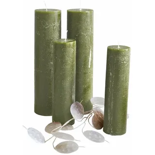 Mirabeau Stumpenkerze Kerze 4er Set Avinal grün (4er Set, 4er Set), none grün