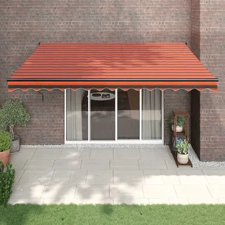 IKAYAA Elektrische Gelenkarmmarkise 4x3 m Markise Sonnenmarkise Sonnenschutz, Terrassenmarkise, Klemmmarkise, orange