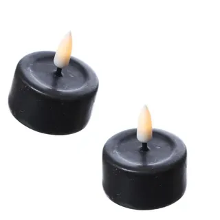 Deluxe Homeart LED-Teelicht LED Teelichter Mia flackernd inkl. Batterien D: 4,1cm schwarz 2 Stück, LED Classic, warmweiß (2100K bis 3000K) schwarz