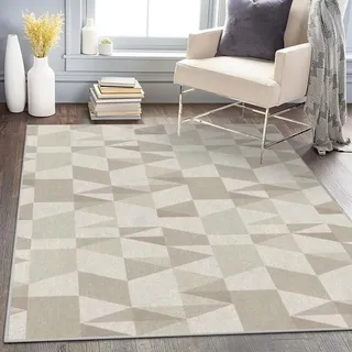 buyluhn Geometrie Teppich Quadratisch 200x200 Kurzflor Waschbar Modern rutschfest Dünn Saugfähig für Wohnzimmer Schlafzimmer Esszimmer