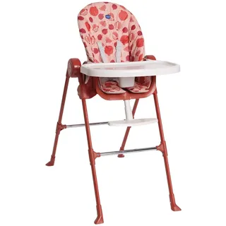 Chicco Polly Essential, Kinderhochstuhl für Babys Von 0 Monaten bis 15 kg, 3 Neigepositionen, 7 Höhenstufen, verstellbarer Fußstütze, Kompakt verstaubar, Modernes Design, Rot