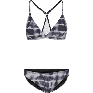 Urban Classics Bikini-Set - Ladies Tie Dye Triangle Back Bikini - XS bis XL - für Damen - Größe M - schwarz/weiß - M