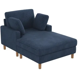 Vesgantti Cord Schlafsofa, Sofa Bett mit 2 Kissen, Relaxsessel, Schlafsessel für Wohnzimmer, Schlafzimmer, Büro, Werkzeuglose Montage, 148 * 104 * 92cm (Blau)