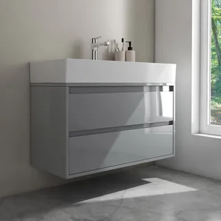Megabad Pure 2.0 Waschtischunterschrank 90 cm mit 2 Auszügen 21SF1101090I, Badmöbel,