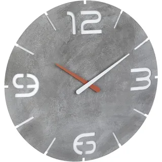 TFA Dostmann Funk-Wanduhr Contour, Funkuhr, 60.3536.15, gut ablesbar, Beton-Optik, ideal für Küche, Eingang oder Büro, Design-Uhr, Industrial Design, grau