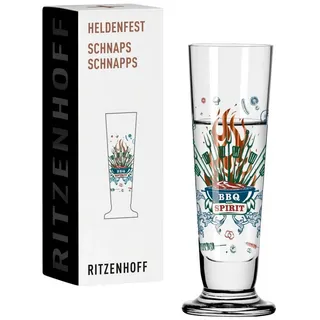 Ritzenhoff Schnapsglas HELDENFEST, Glas, Höhe: 11.3cm, Farbe: Mehrfarbig, Motiv: BBQ & Beer