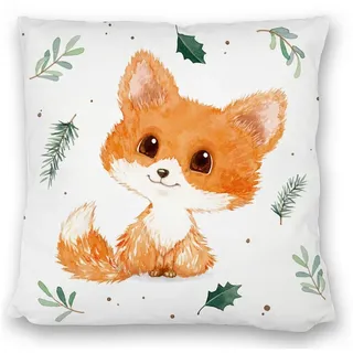 speecheese Dekokissen Baby Fuchs im Aquarell-Stil Kissen satiniert