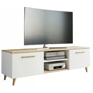 MATKAM Bergen TV Lowboard skandinavisch, H47xB150xT40cm Weiß-Artisan Eiche