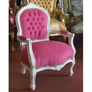 Casa Padrino Kinderstuhl Barock Rosa/Weiß