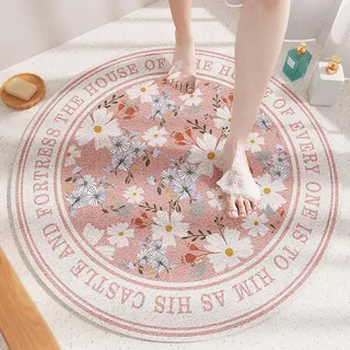 Yinghesheng Rund Duschmatte rutschfest 50x50 cm Weich Komfort Badematte Massage, PVC-Luffa Massage Antirutschmatte Dusche mit Ablauflöchern Duscheinlage rutschfest für Senioren,D,50x50cm