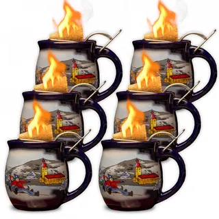 Feuerzangentasse 6er im Karton, Blau/Winter - für Feuerzangenbowle