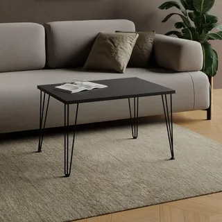 AKKE Couchtisch Wohnzimmertisch Beistelltisch Mit Metallbeinen Laminierte Platte Höhe 43cm Tisch Für Wohnzimmer Modern Loft Stil Moderno Anthrazit 70x40cm