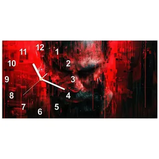 Primedeco Wanduhr Glasuhr Wandkunst Größe 60 x 30 cm mit Motiv Abstrakte Digital Kunst