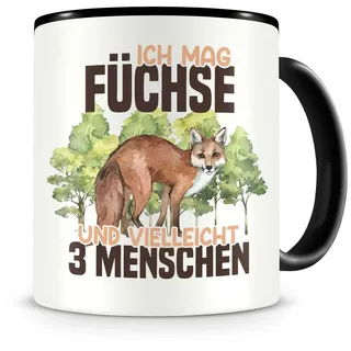 Samunshi® Fuchs Tasse mit Spruch Ich mag Füchse Geschenk für Fuchs Fans Kaffeetasse Lustige Tassen zum Geburtstag schwarz Keramik 300ml